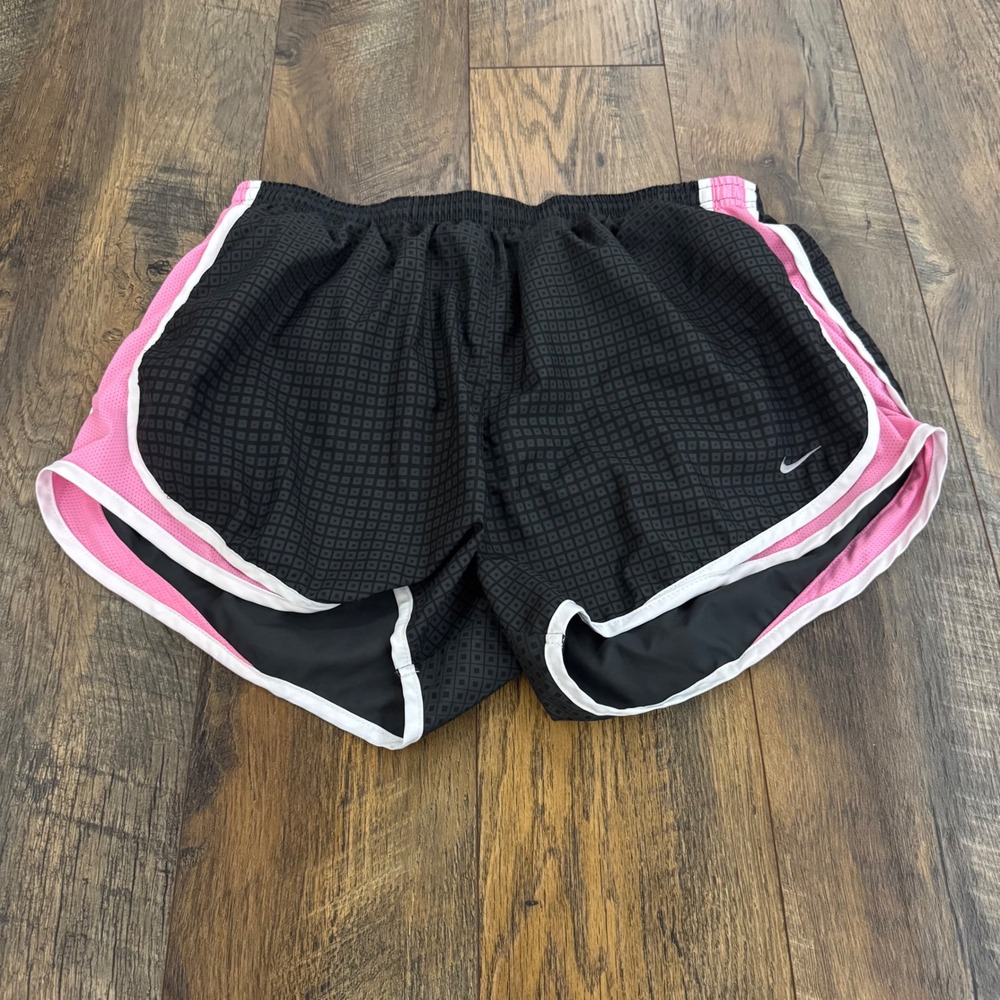 Nike Dri-FIT Running Shorts Womens XL Black Pink Geometric Pattern Activewear